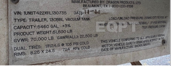 (SOLD) 2015 Vac Truck and Trailer